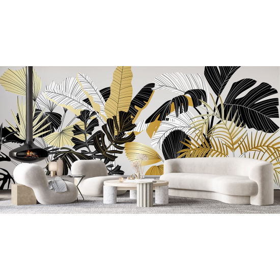 Papel pintado panorámico - Hojas tropicales