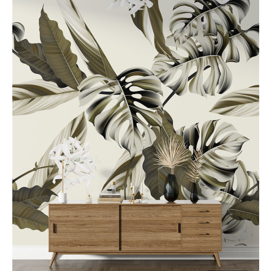 Papel pintado panorámico - Hojas tropicales