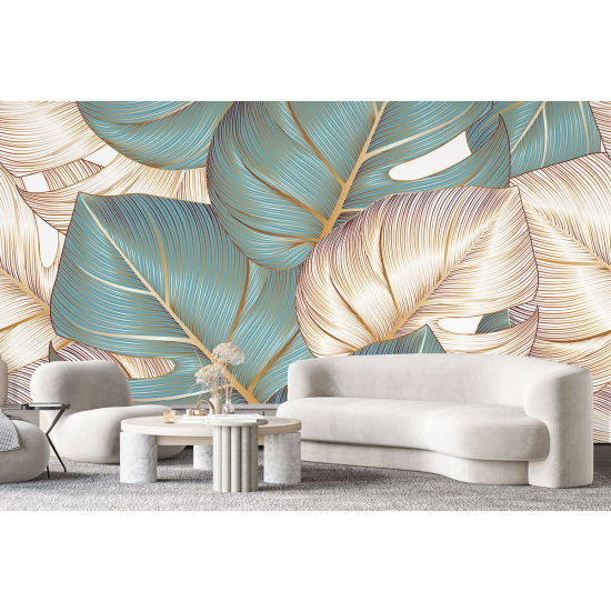 Papel pintado panorámico - Hojas tropicales