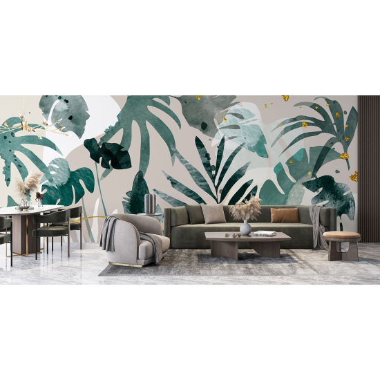 Papel pintado panorámico - Hojas tropicales