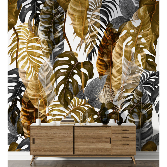 Papel pintado panorámico - Hojas tropicales