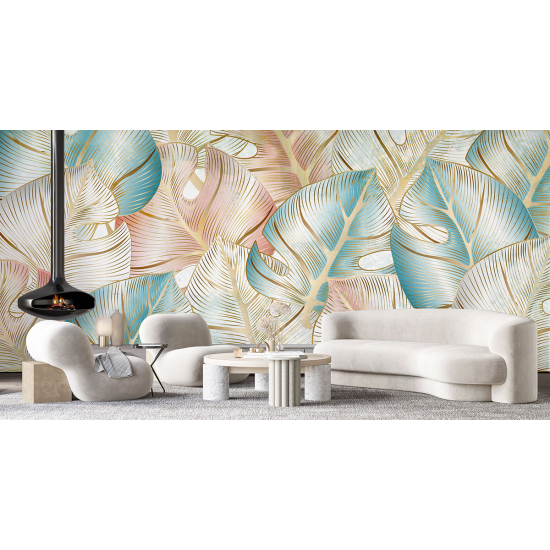 Papel pintado panorámico - Hojas tropicales