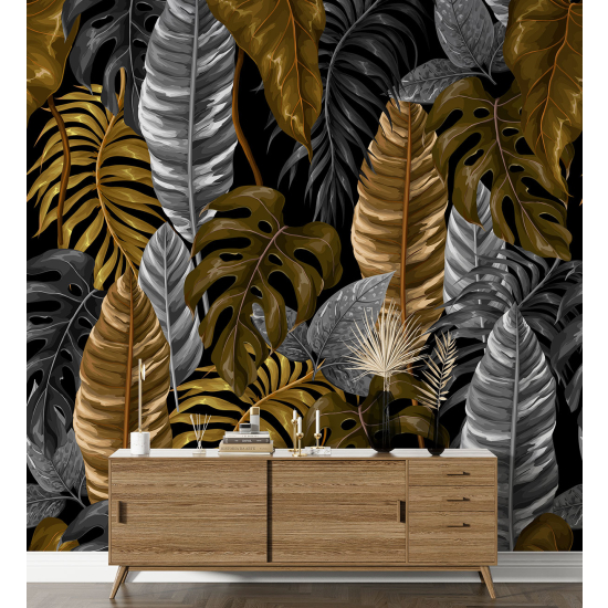 Papel pintado panorámico - Hojas tropicales