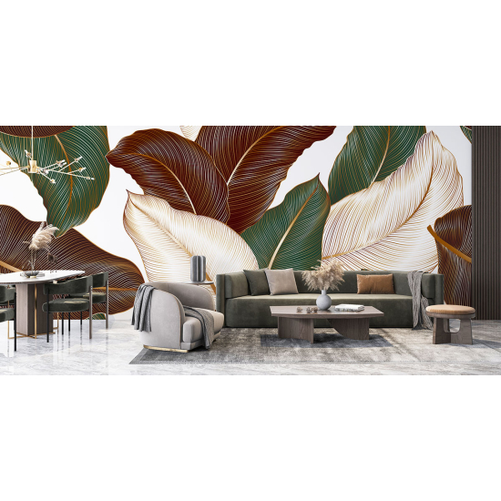 Papel pintado panorámico - Hojas tropicales