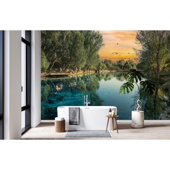 Papel pintado panorámico - Lago y bosque