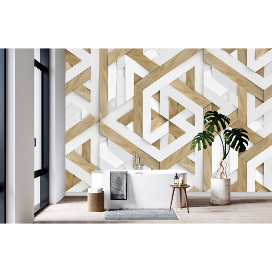 Papel pintado panorámico - Madera geométrica