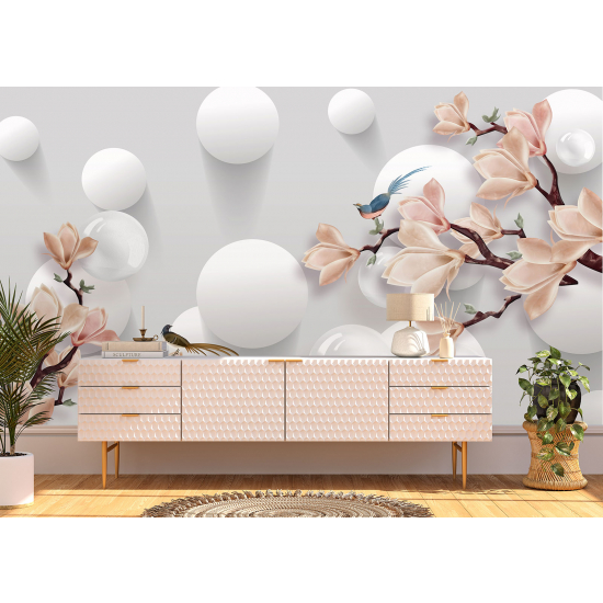 Papel pintado panorámico - Magnolias Efecto 3D