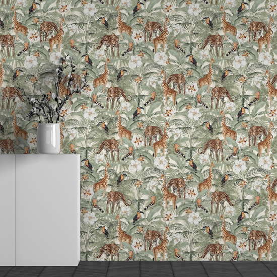 Papel pintado panorámico - Motivo Animales de la jungla