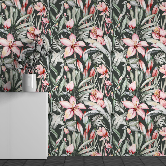 Papel pintado panorámico - Motivo Flores tropicales