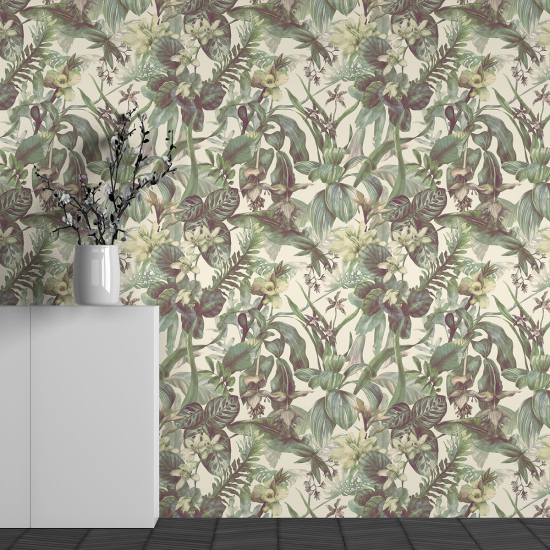 Papel pintado panorámico - Motivo Flores tropicales