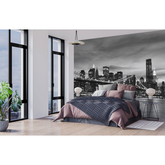Papel pintado panorámico - Panorama Nueva York en Blanco y Negro