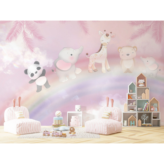 Papel pintado panorámico para niños - Infantil - Animales Arcoíris