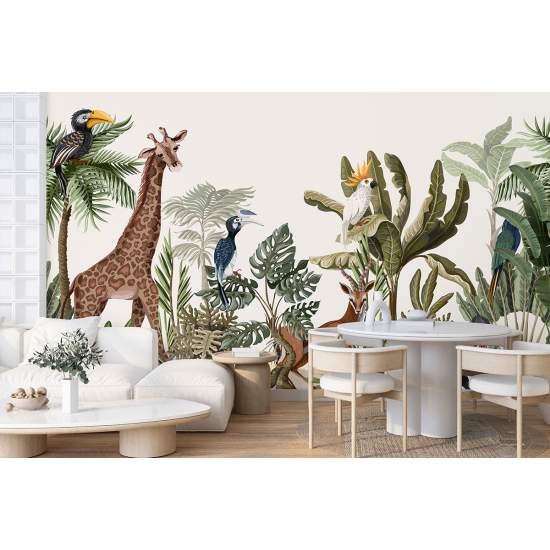 Papel pintado panorámico para niños - Infantil - Animales de la jungla