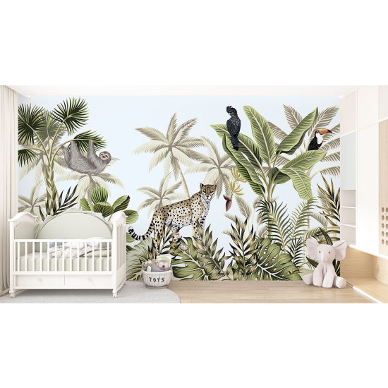 Papel pintado panorámico para niños - Infantil - Animales de la Selva