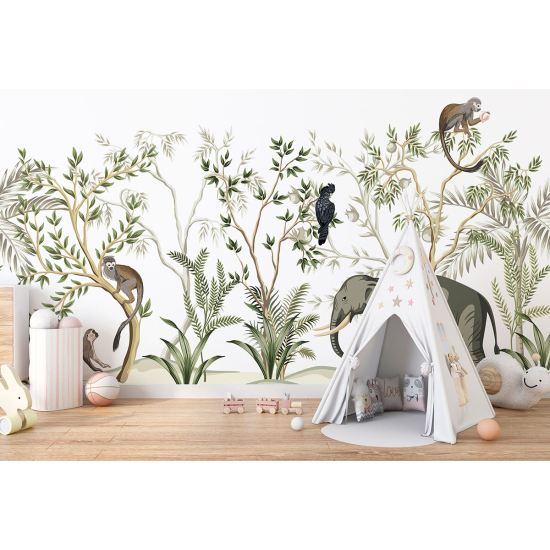 Papel pintado panorámico para niños - Infantil - Animales de la Selva