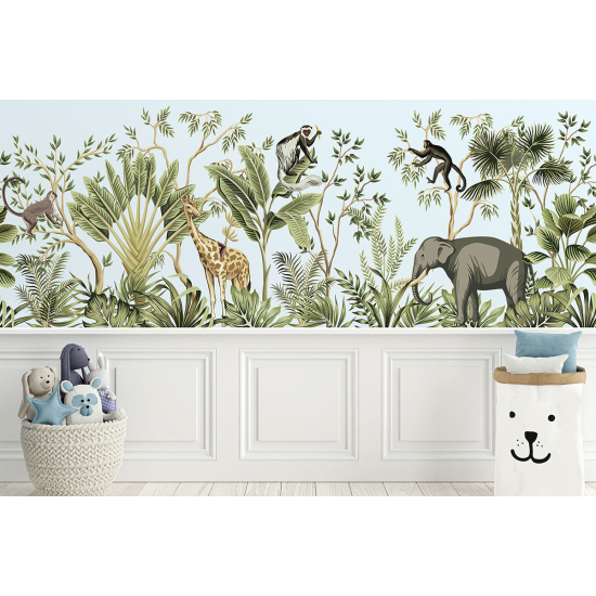 Papel pintado panorámico para niños - Infantil - Animales de la Selva