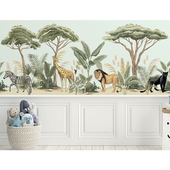 Papel pintado panorámico para niños - Infantil - Animales de la Selva