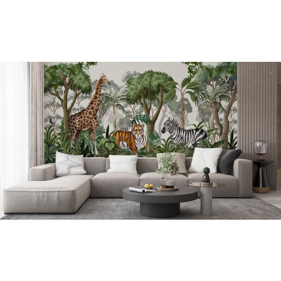 Papel pintado panorámico para niños - Infantil - Animales de la Selva