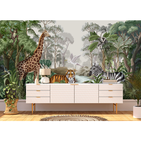 Papel pintado panorámico para niños - Infantil - Animales de la Selva