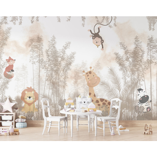 Papel pintado panorámico para niños - Infantil - Animales de la Selva