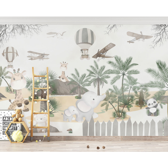 Papel pintado panorámico para niños - Infantil - Animales de la Selva