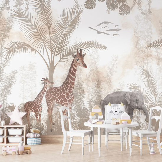 Papel pintado panorámico para niños - Infantil - Animales de la Selva