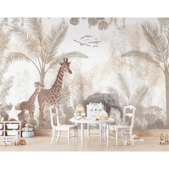 Papel pintado panorámico para niños - Infantil - Animales de la Selva