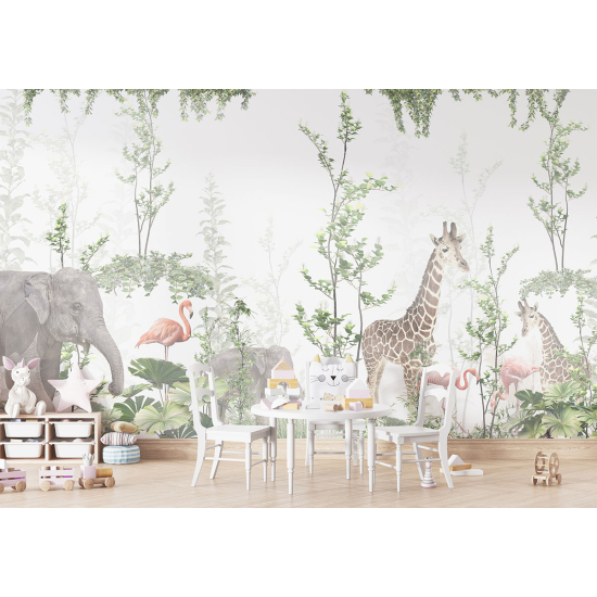 Papel pintado panorámico para niños - Infantil - Animales de la Selva