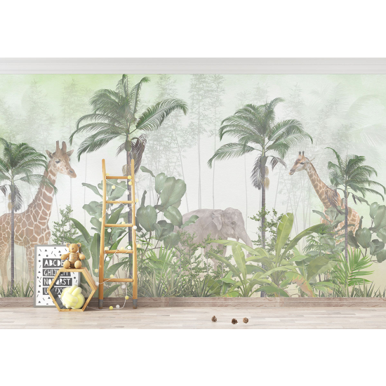 Papel pintado panorámico para niños - Infantil - Animales de la Selva