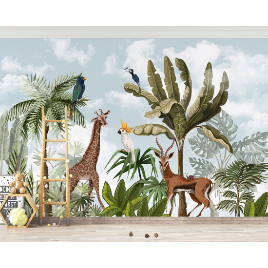 Papel pintado panorámico para niños - Infantil - Animales de la Selva