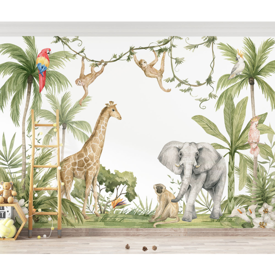 Papel pintado panorámico para niños - Infantil - Animales de la Selva