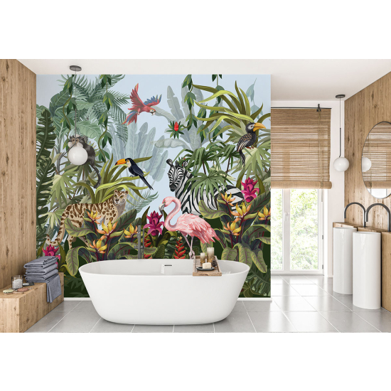 Papel pintado panorámico para niños - Infantil - Animales de la Selva