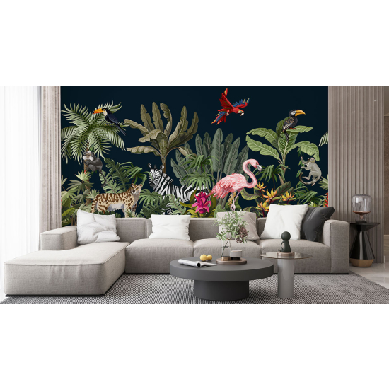 Papel pintado panorámico para niños - Infantil - Animales de la Selva