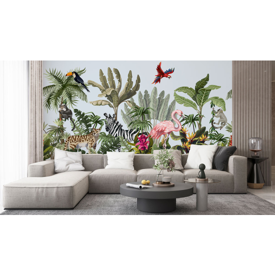 Papel pintado panorámico para niños - Infantil - Animales de la Selva