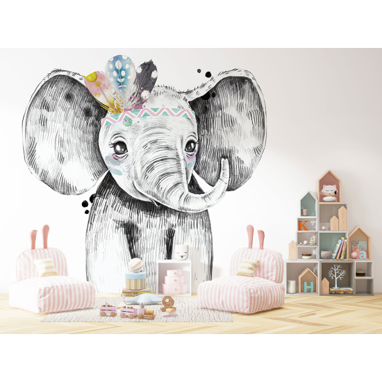 Papel pintado panorámico para niños - Infantil - Elefante indio