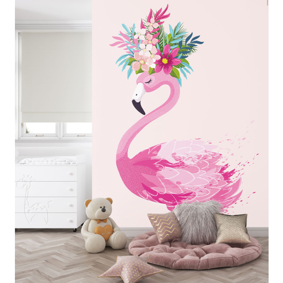 Papel pintado panorámico para niños - Infantil - Flamenco rosa