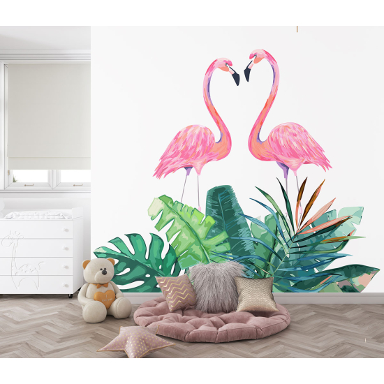 Papel pintado panorámico para niños - Infantil - Flamencos rosas