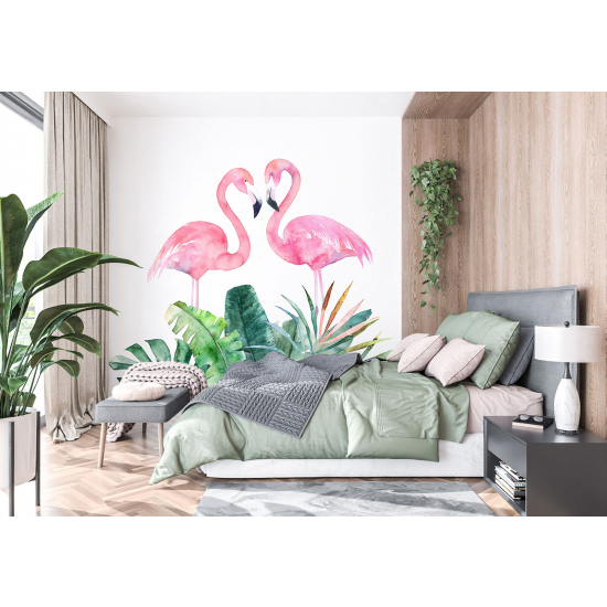 Papel pintado panorámico para niños - Infantil - Flamencos rosas