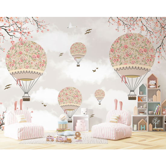 Papel pintado panorámico para niños - Infantil - Globos aerostáticos
