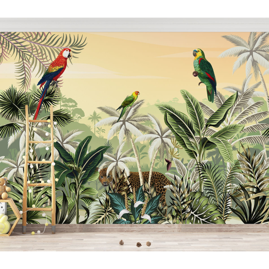 Papel pintado panorámico para niños - Infantil - Jungla Loros