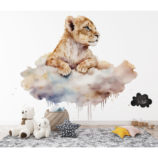 Papel pintado panorámico para niños - Infantil - León nubes