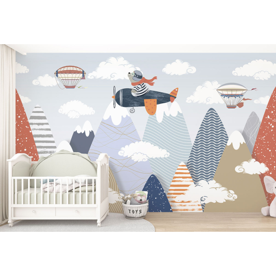 Papel pintado panorámico para niños - Infantil - Osito Aviador