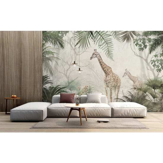 Papel pintado panorámico para niños - Infantil - Selva tropical Jirafas