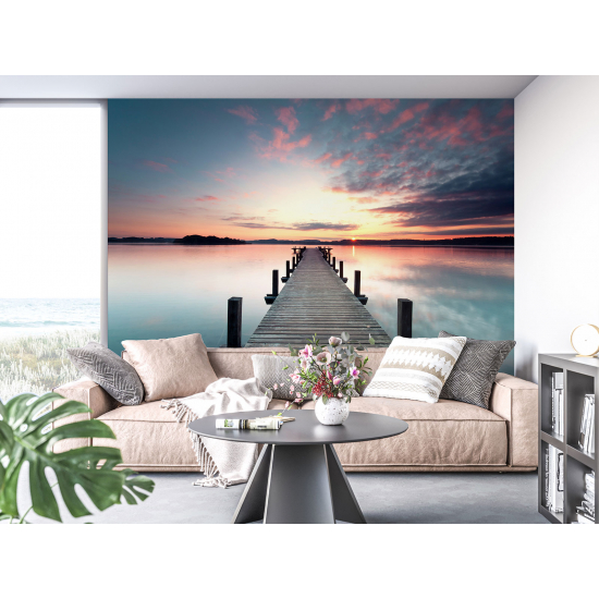 Papel pintado panorámico - Pontón Puesta de sol