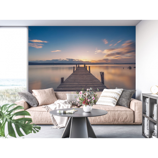 Papel pintado panorámico - Pontón Puesta de sol