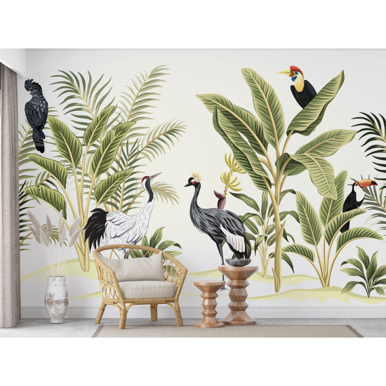 Papel pintado panorámico - Selva Aves