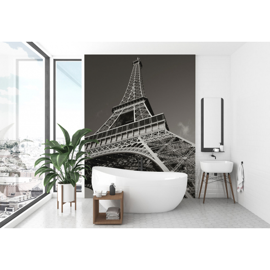 Papel pintado panorámico - Torre Eiffel en Blanco y Negro