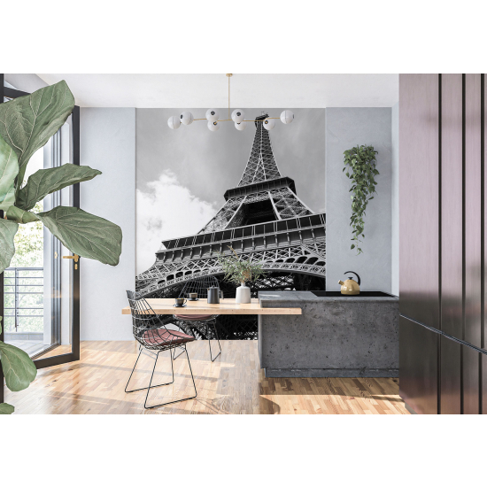 Papel pintado panorámico - Torre Eiffel en Blanco y Negro