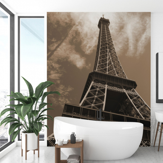 Papel pintado panorámico - Torre Eiffel Sepia