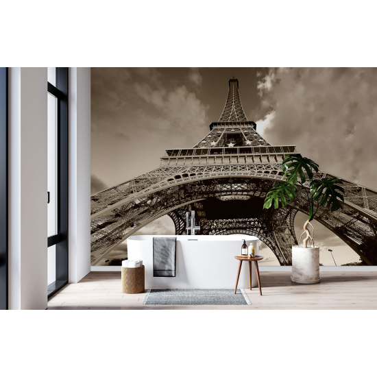 Papel pintado panorámico - Torre Eiffel Sepia